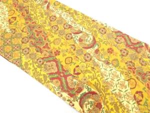 上代紬　斜め縞に花鳥・古典柄　全通袋帯